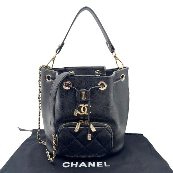 Chanel Business Affinity Caviar Quilted Leather Drawstring Bucket Bag Black - Picture 3 of 16